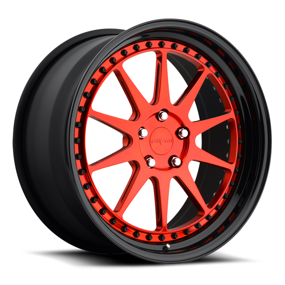 Rotiform MUC Forged Custom Polished Candy Red Face with Black Lip Finish Wheels