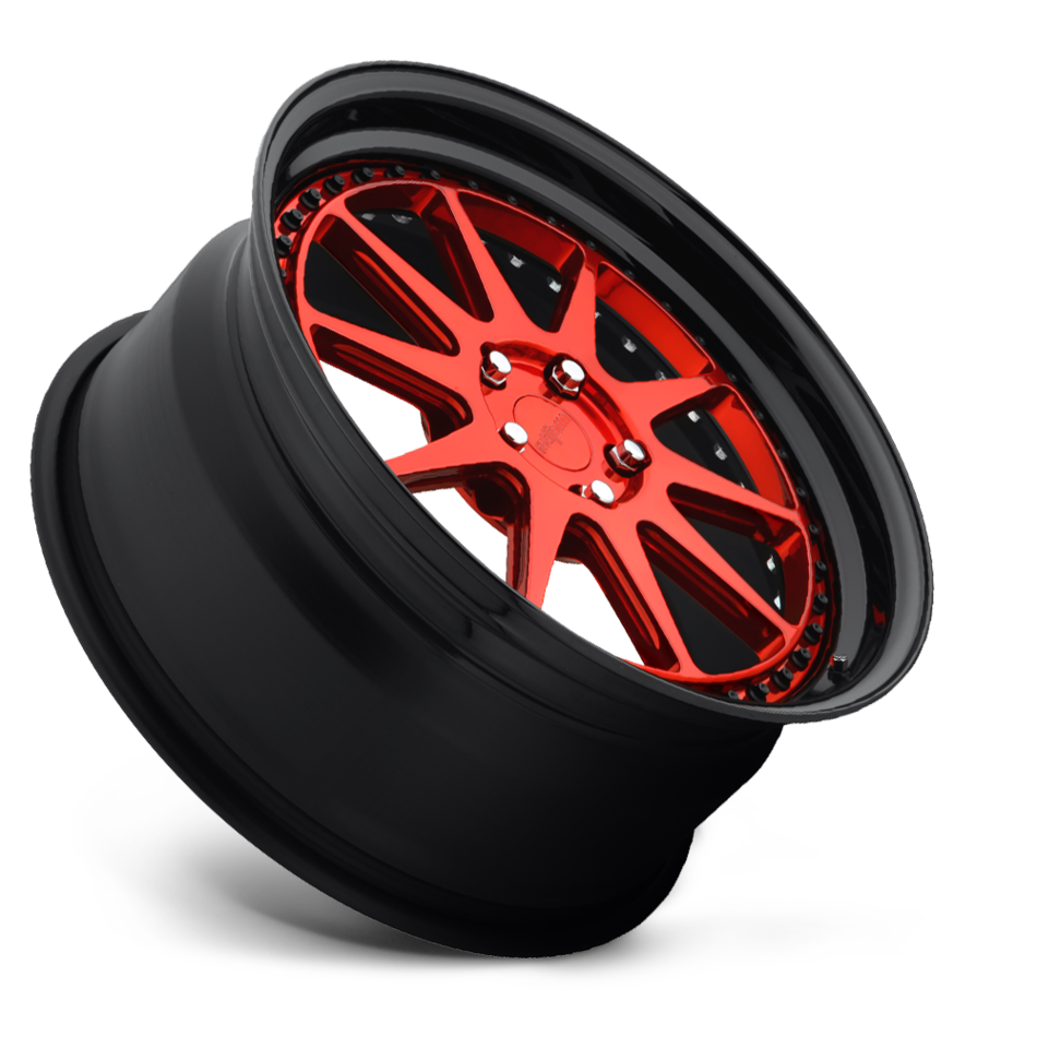 Rotiform MUC Forged Custom Polished Candy Red Face with Black Lip Finish Wheels