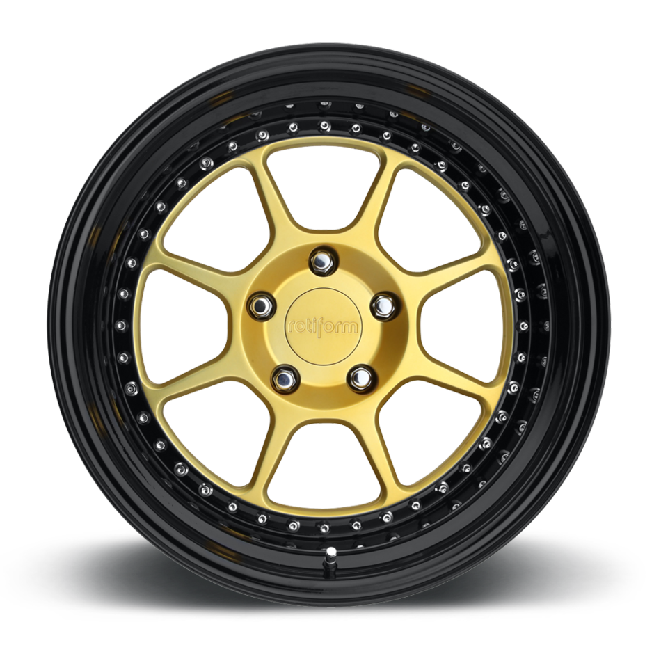 Rotiform SLC Forged Custom Matte Gold Center with Gloss Black Lip Finish Wheels