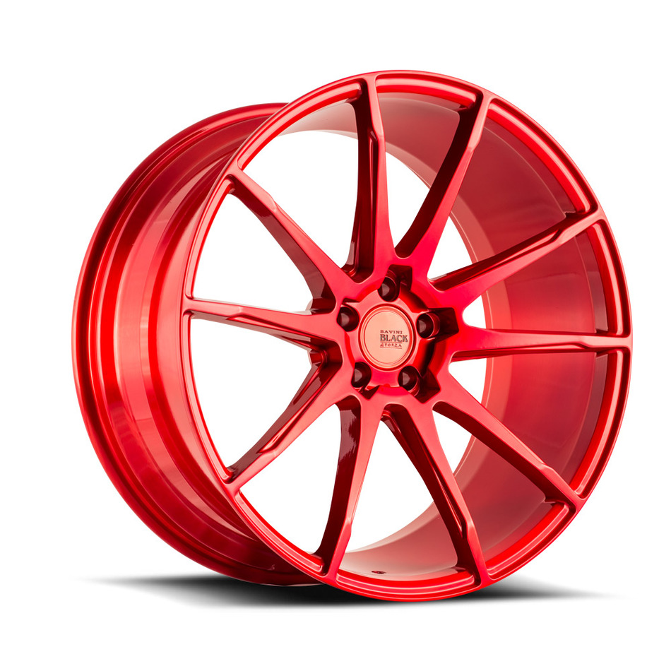 Savini Black Di Forza BM12 Wheels - Brushed Red Custom Finish