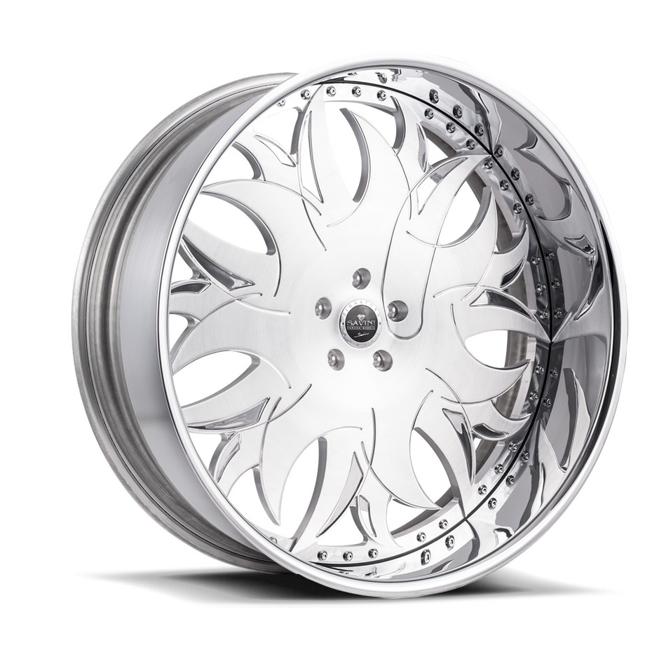 Savini Diamond Ancona Wheels - Brushed and Chrome Custom Custom Finish