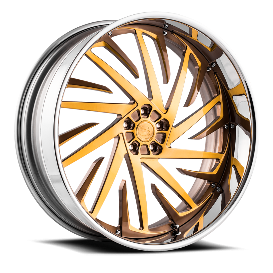 Savini Diamond Lusso Wheels Custom Gold and Bronze Accents with Polished Lip Finish