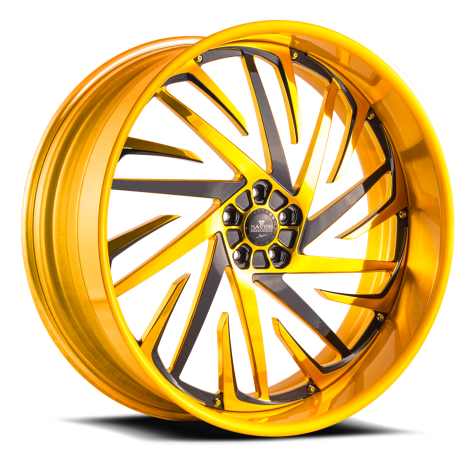 Savini Diamond Lusso Wheels Custom Brushed Gold and Black Accents Finish