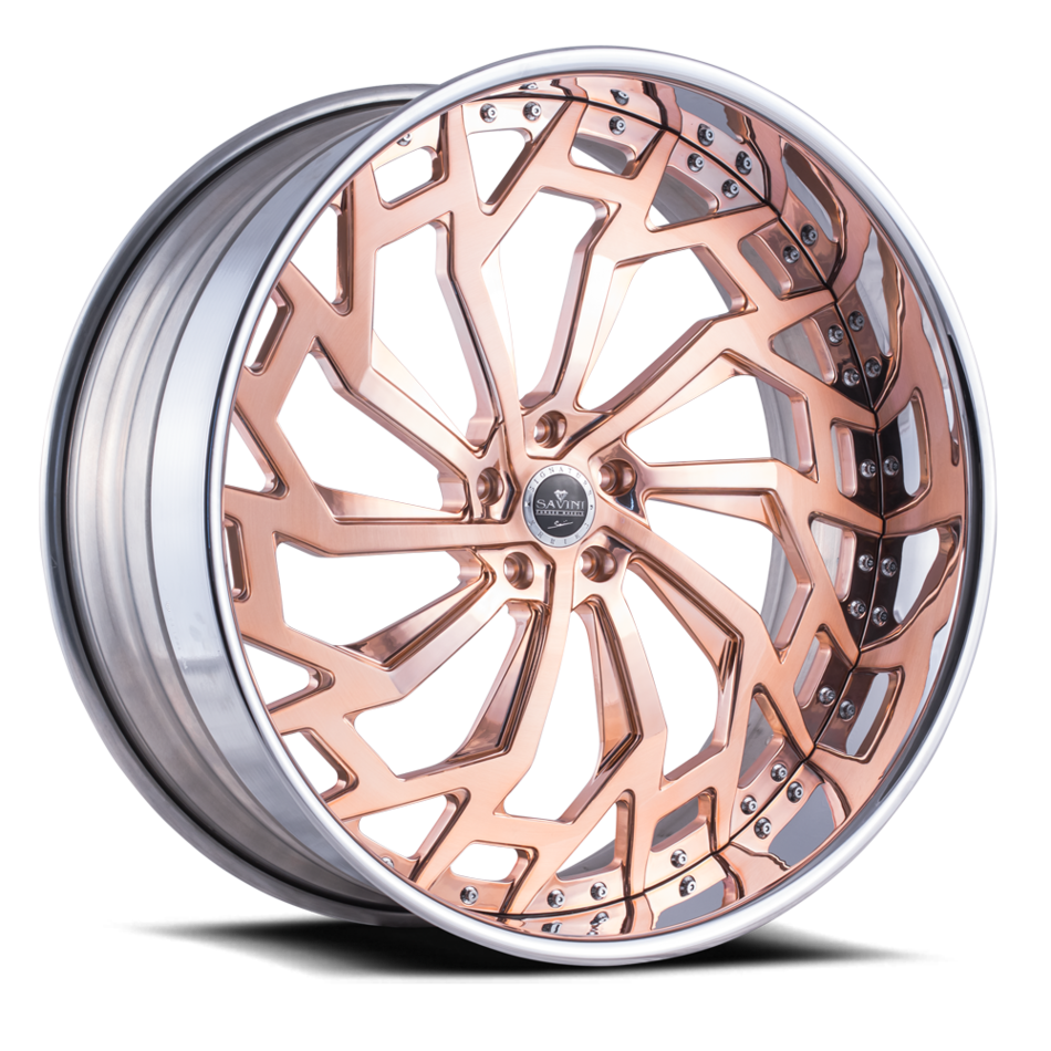 Savini Diamond Marche Wheels Custom Rose Gold with Polished Lip Finish