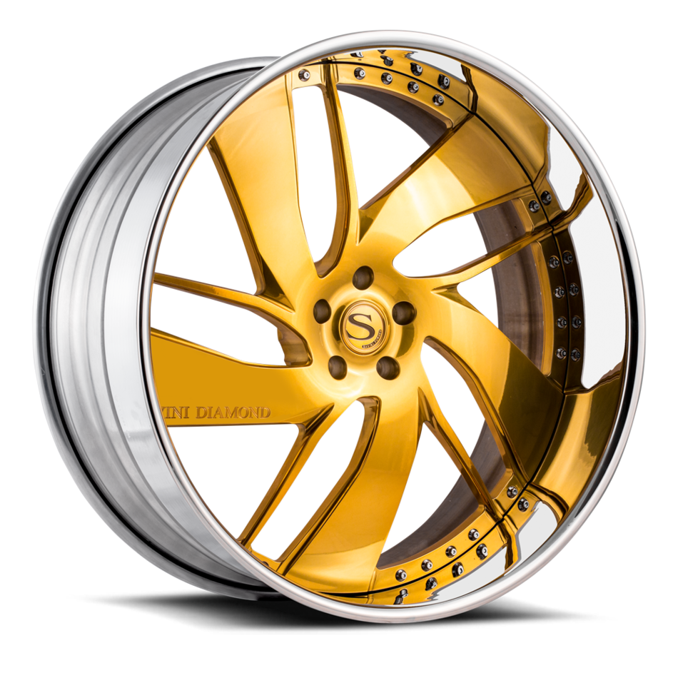 Savini Diamond Porteno Wheels Custom Gold with Polished Lip Finish