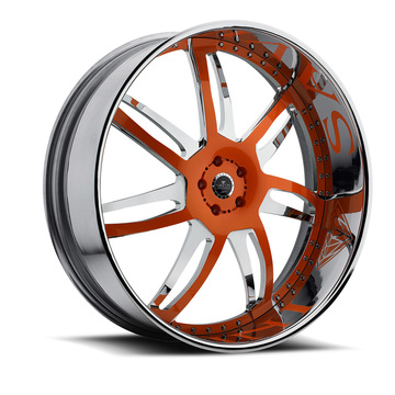 Savini Diamond Sesto Chrome and Orange Wheels
