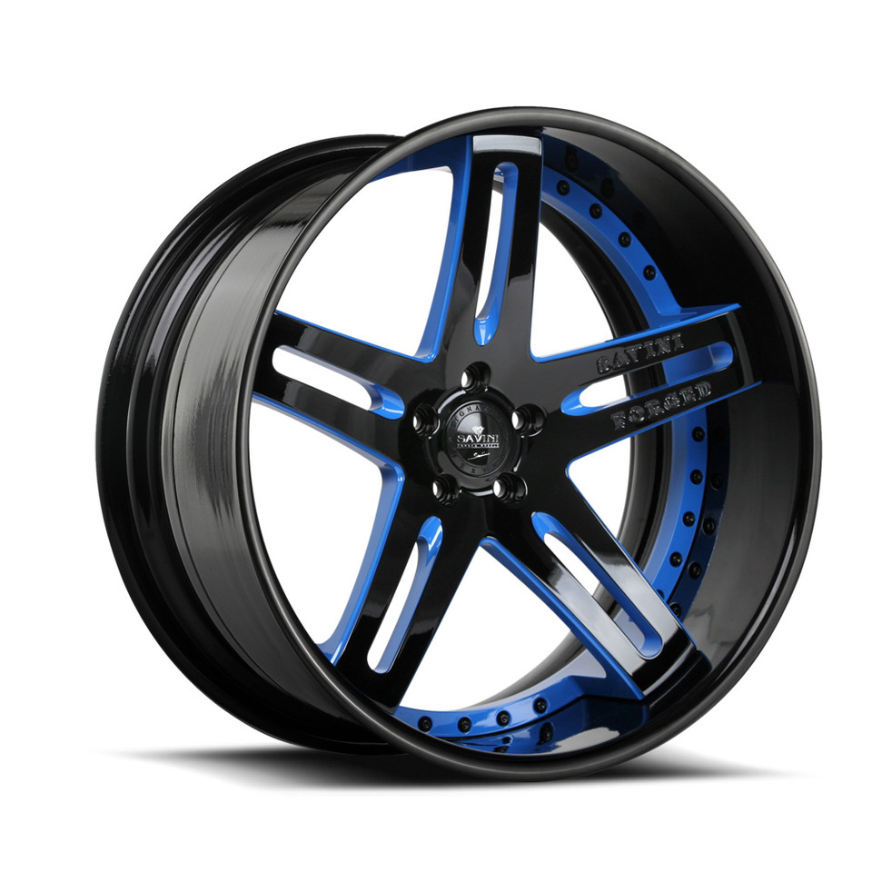 Savini Forged SV1c Black and Blue XC Wheels