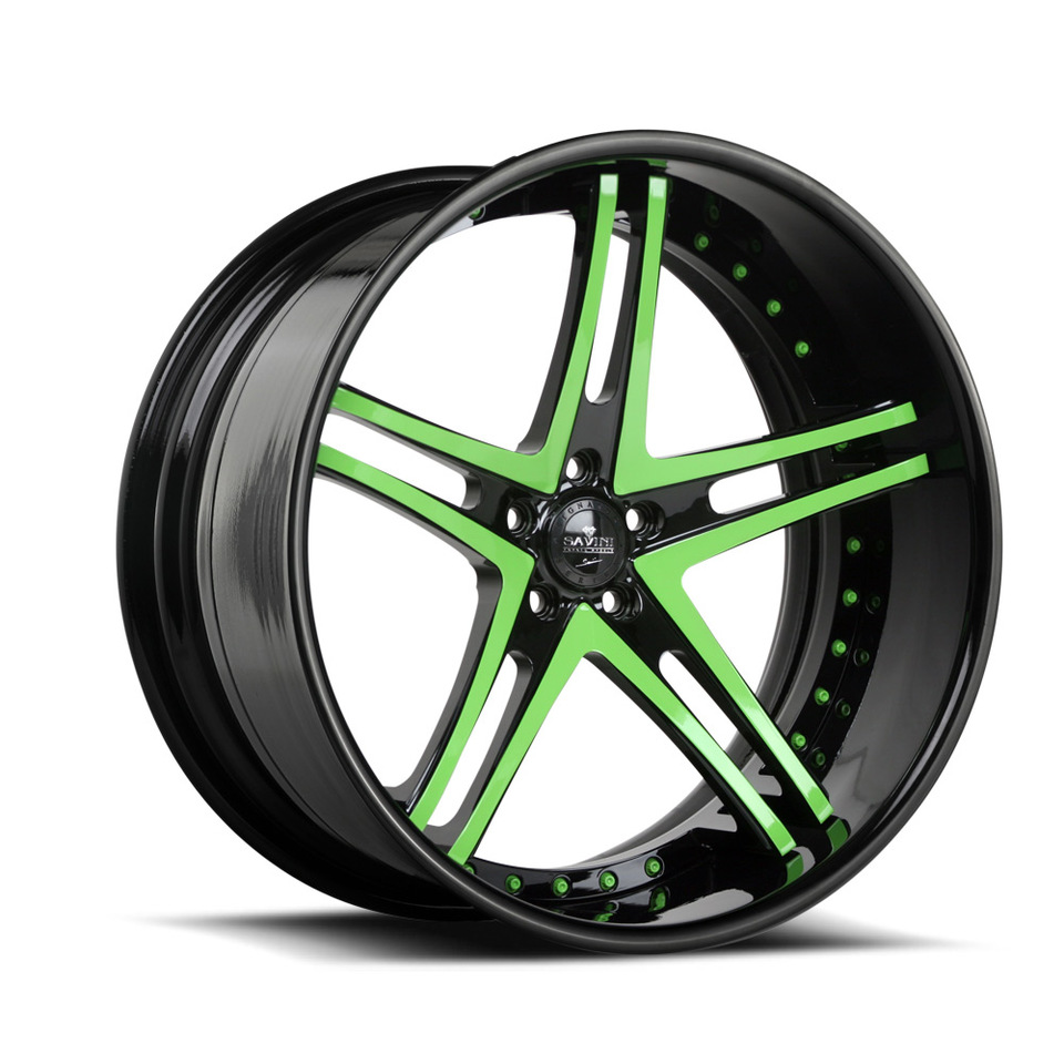 Savini Forged SV23c Green and Black XC Wheels