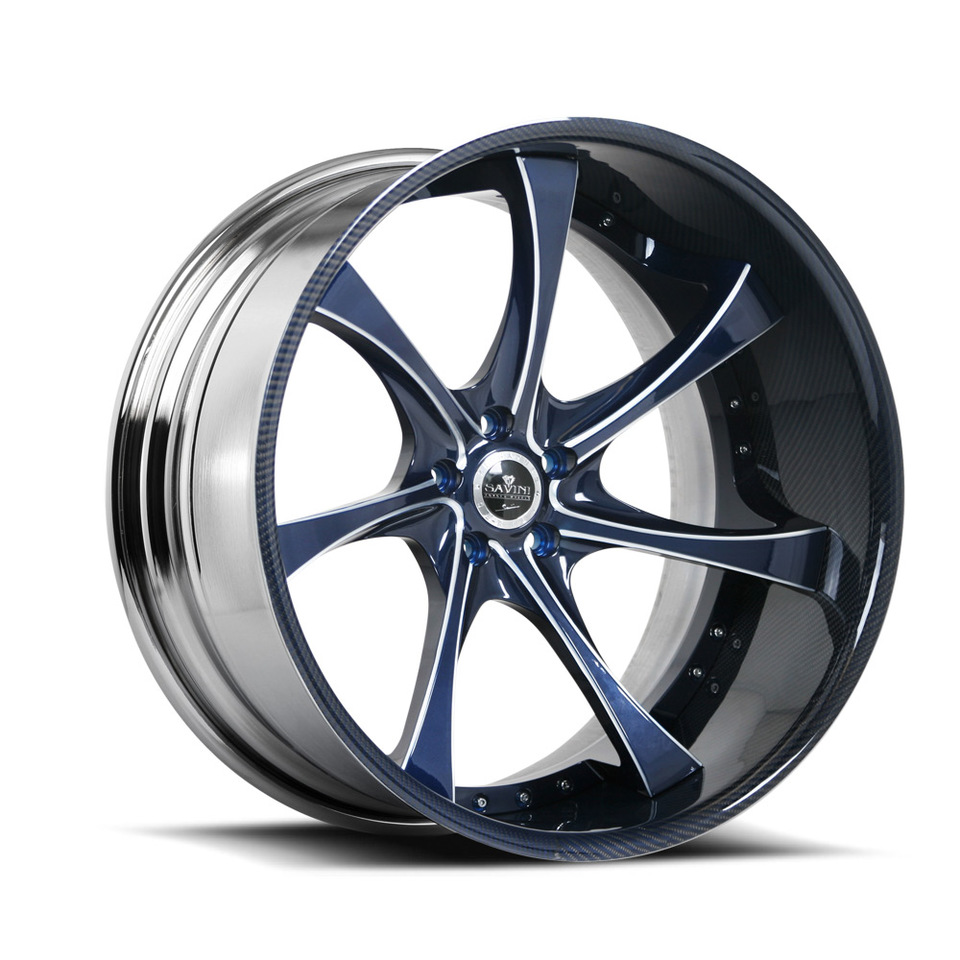 Savini Forged SV31c Blue Polished with Carbon Fiber Lip XC Wheels