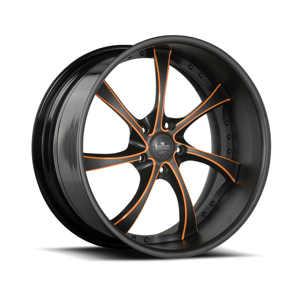 Savini Forged SV31s Black and Orange XLT Wheels