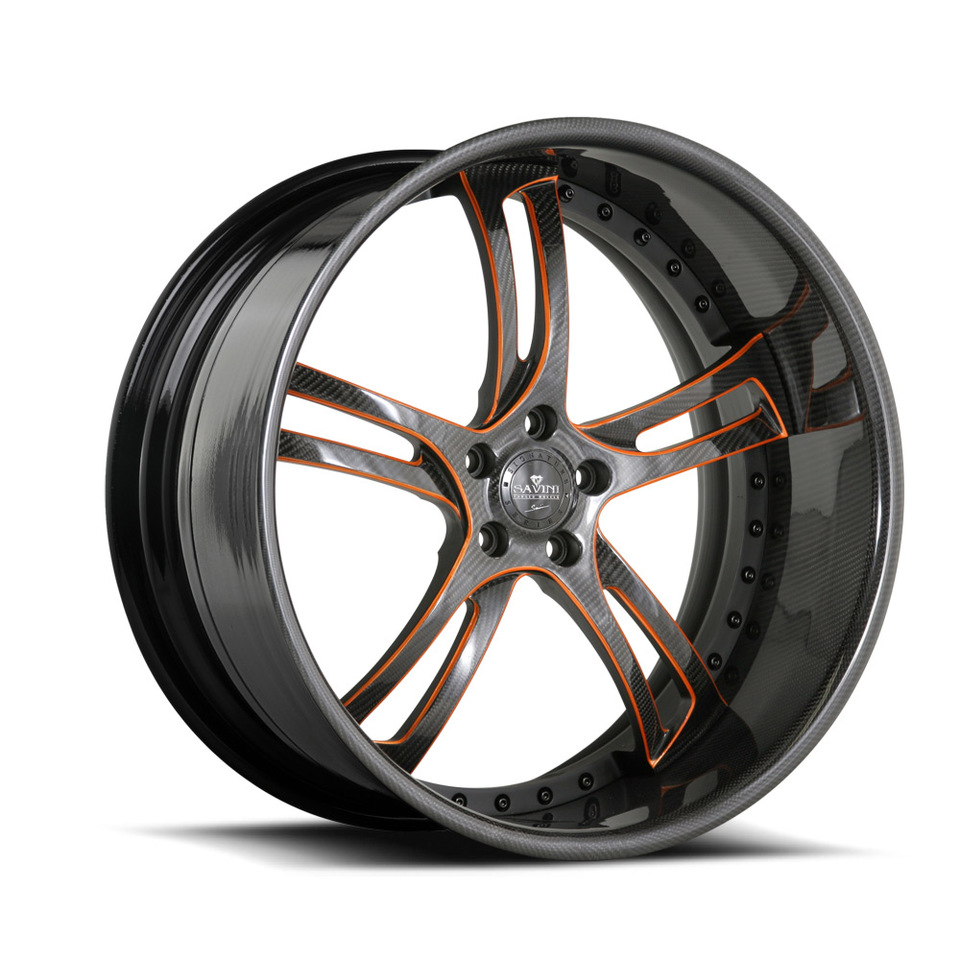 Savini Forged SV32s Carbon Fiber Orange XLT Wheels