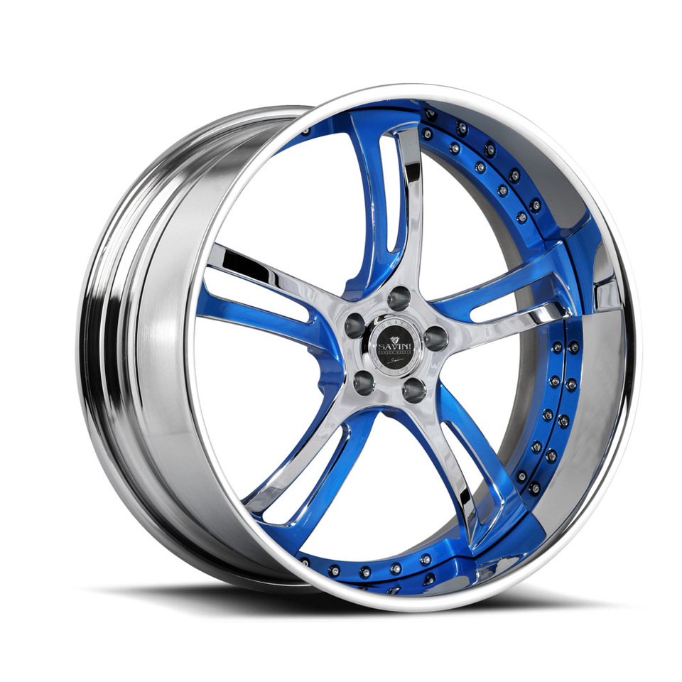 Savini Forged SV32s Chrome and Blue XLT Wheels