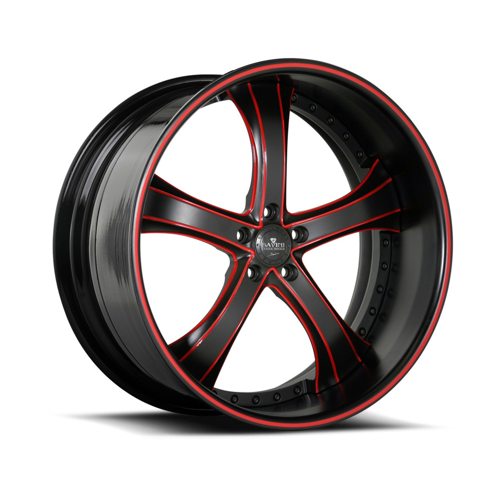Savini Forged SV33s Black and Red XLT Wheels