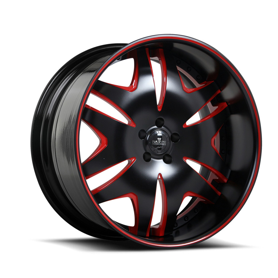 Savini Forged SV36s Black and Red XLT Wheels