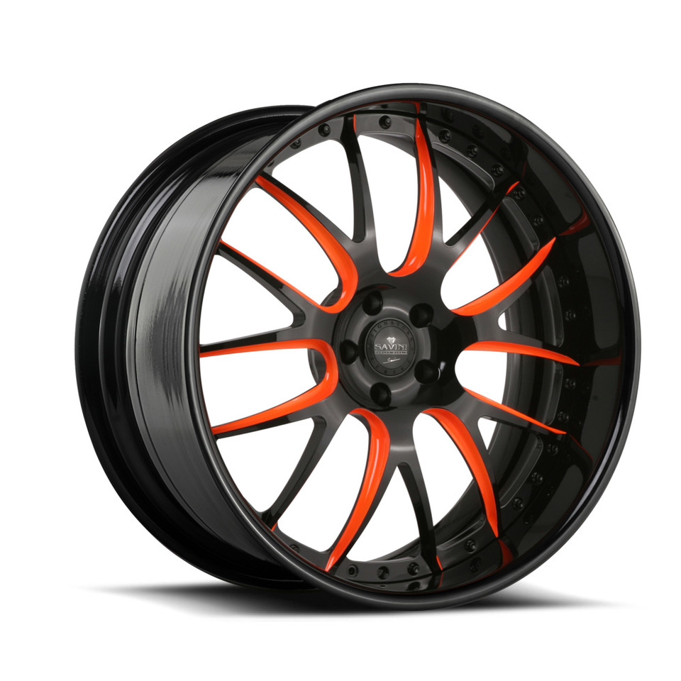 Savini Forged SV39 Black and Orange Signature Wheels