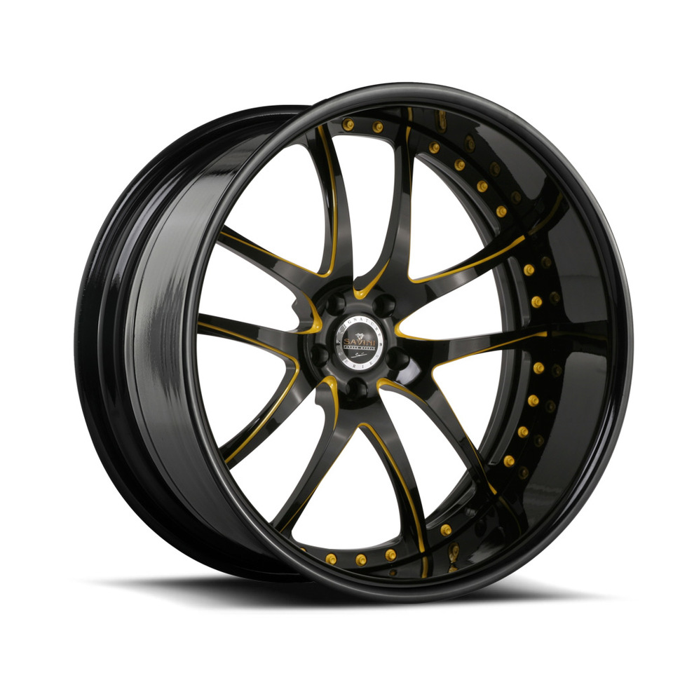 Savini Forged SV40 Black and Yellow Signature Wheels