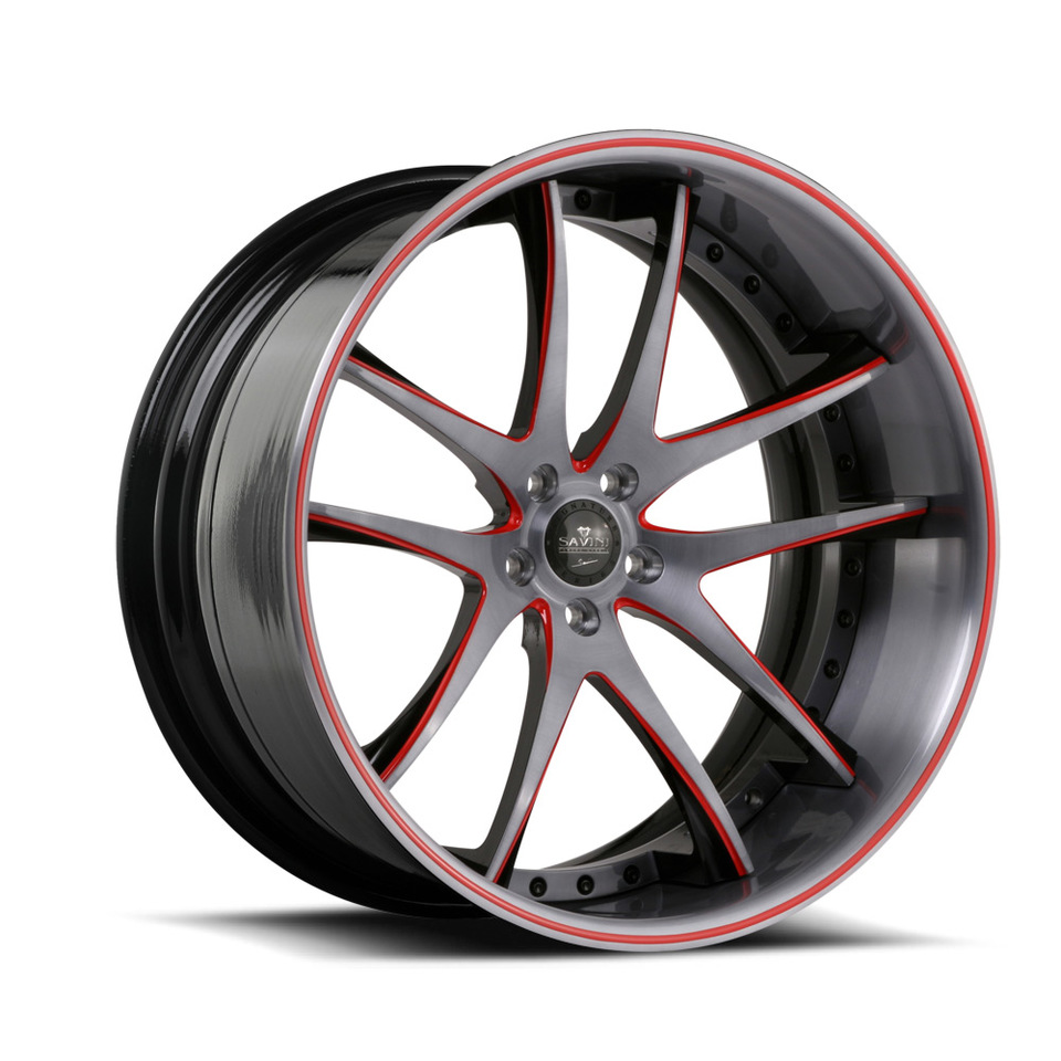 Savini Forged SV40c Dark Brushed Red and Black Brushed XC Wheels