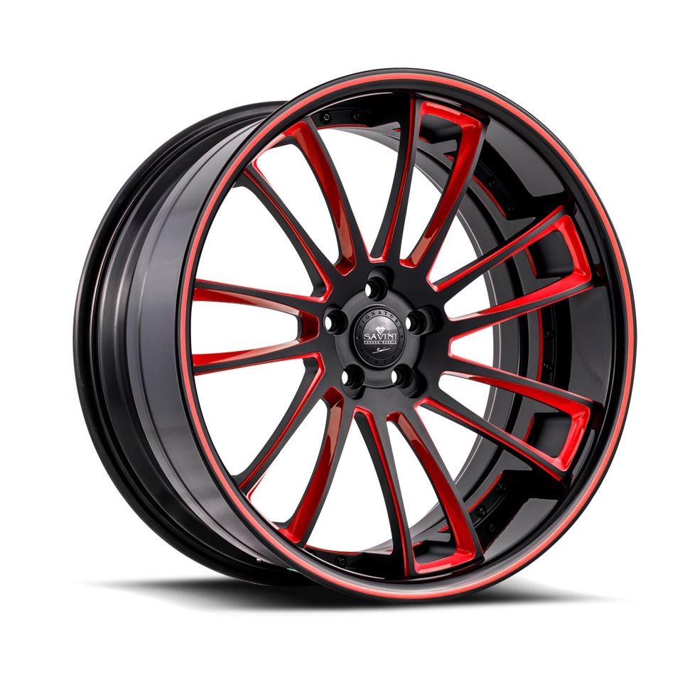 Savini Forged SV60 Wheels - Red and Black Custom Finish