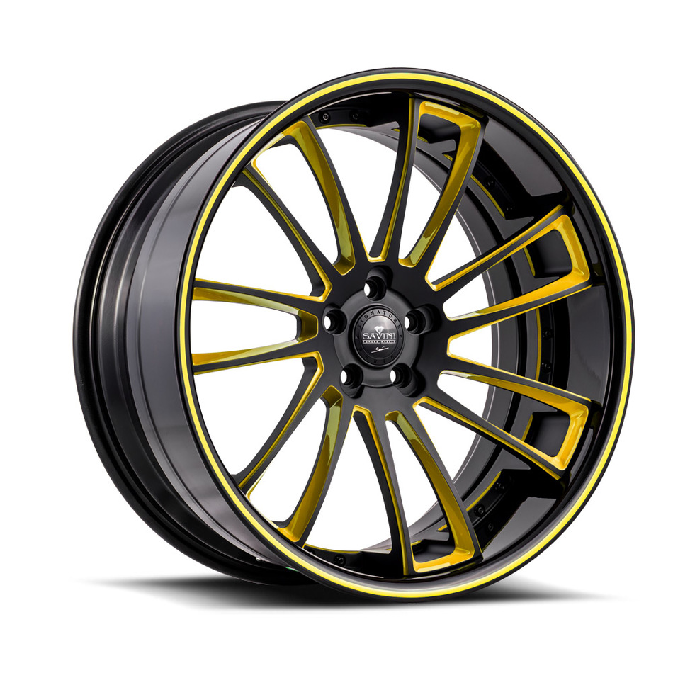 Savini Forged SV60 Wheels - Black and Yellow Custom Finish