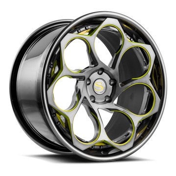 Savini Forged SV69 Wheels Double Dark Tint with Lime Green Accents Finish