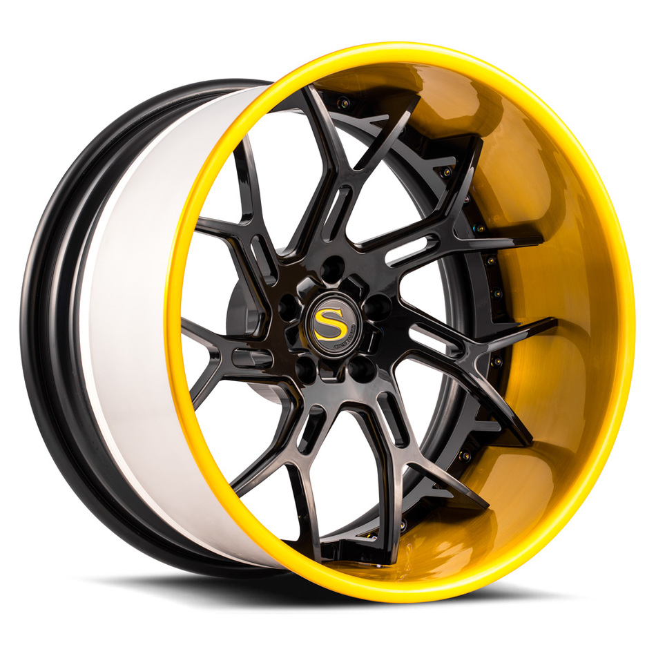 Savini Forged SV72 Wheels Gloss Black with Brushed Gold Finish