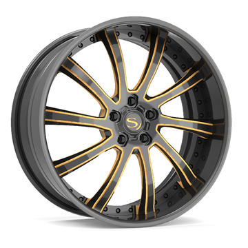Savini Forged SV73 Wheels Gloss Black with Gold Accents Finish