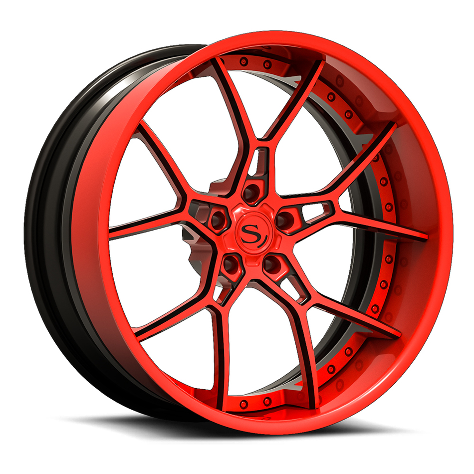 Savini Forged SV80 Wheels Red and Black Custom Finish