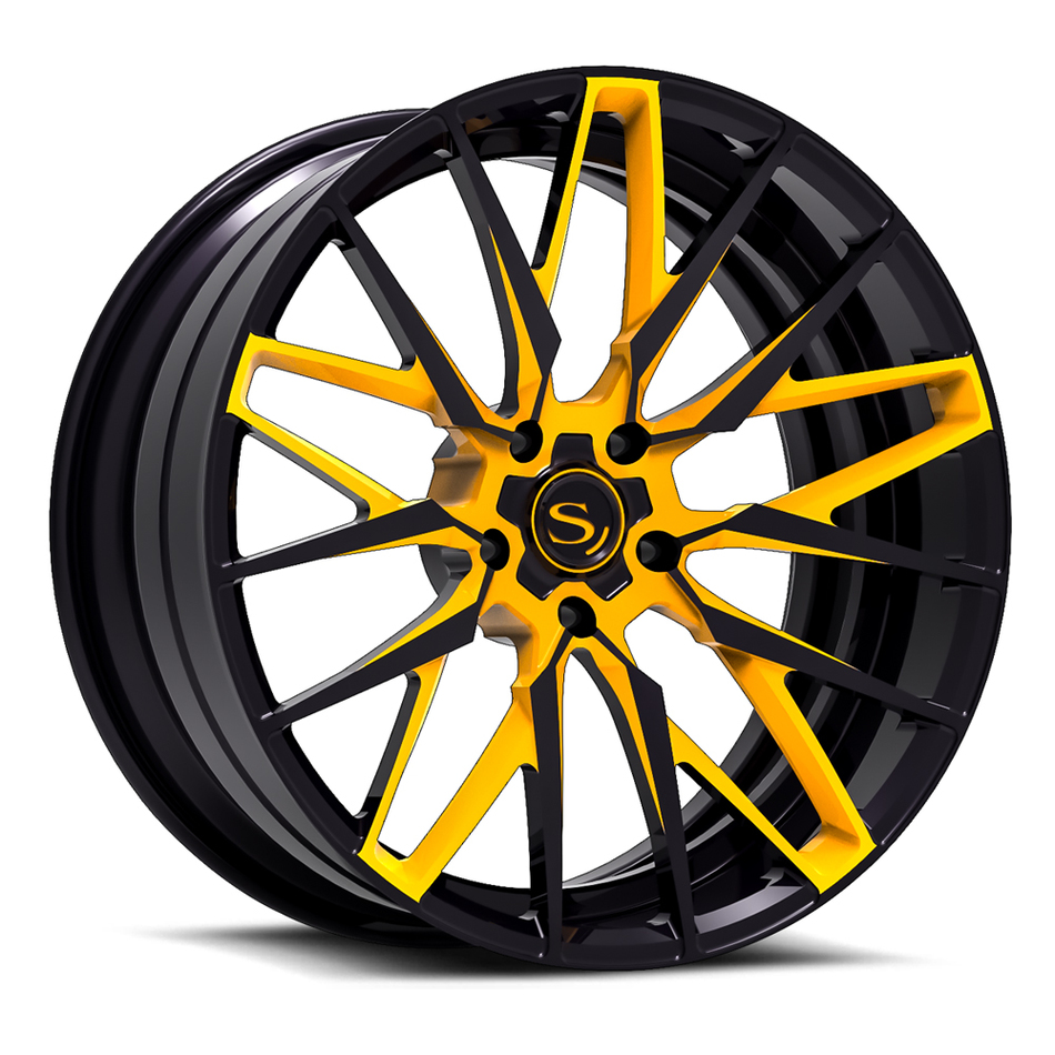 Savini Forged SV83 Wheels Black and Yellow Custom Finish