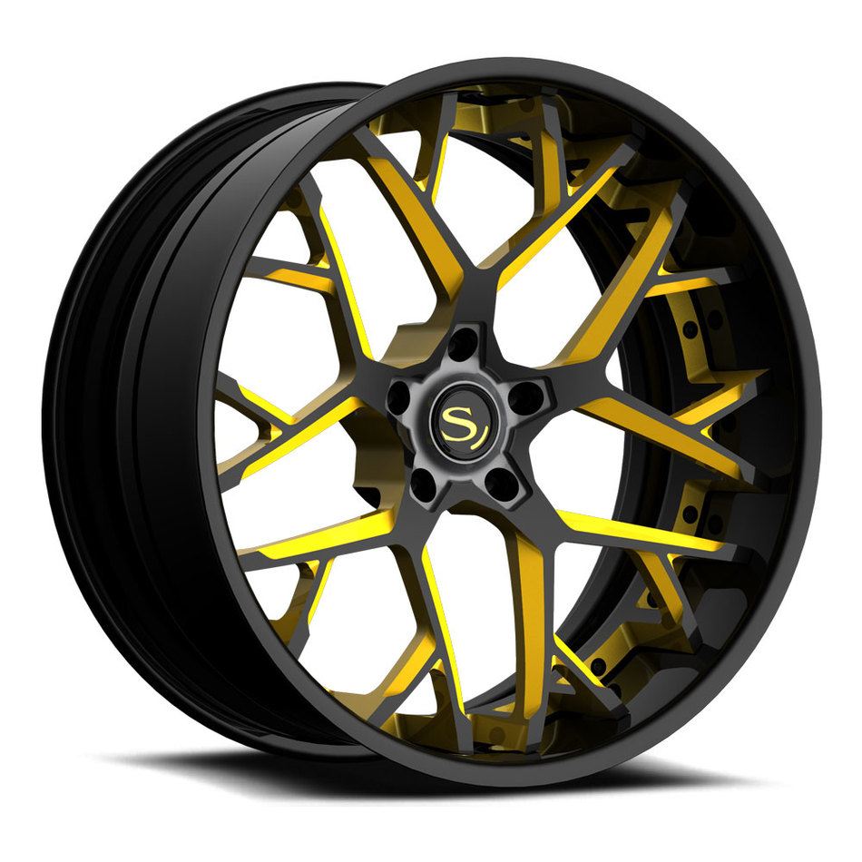Savini Forged SV84 Wheels Custom Gloss Black and Yellow Finish