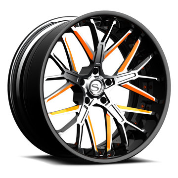 Savini Forged SV85 Wheels Custom Brushed with Orange Accents Finish