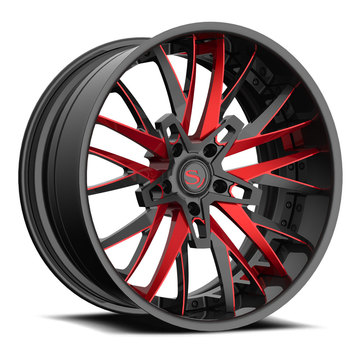 Savini Forged SV86 Wheels Custom Metallic Grey with Red Accents Finish