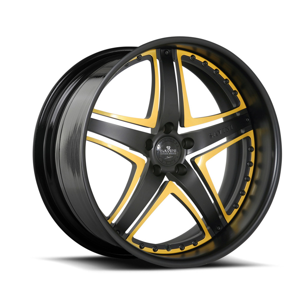 Savini Forged SV8 Black and Yellow Signature Wheels