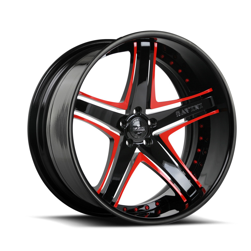 Savini Forged SV8c Black and Red XC Wheels