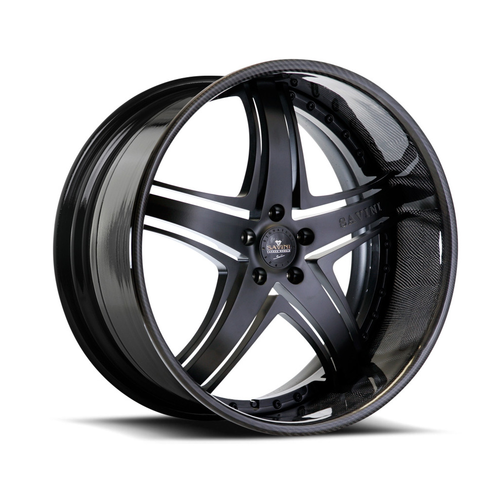 Savini Forged SV8s Black and Carbon Fiber Lip XLT Wheels