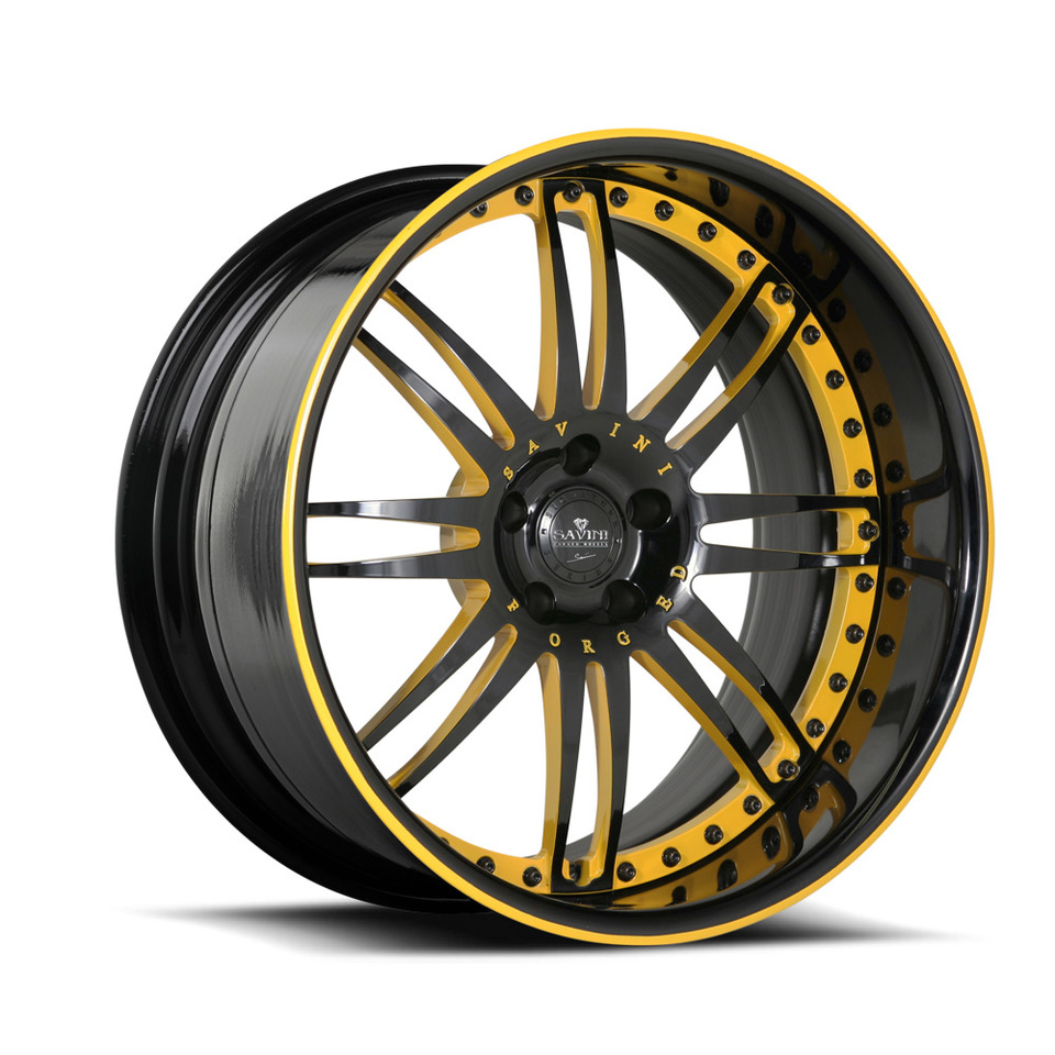 Savini Forged SV9 Black and Yellow Signature Wheels