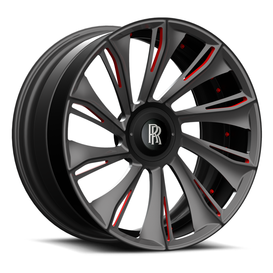 Savini SL1 Wheels in Custom Metallic Grey with Red Accents Finish