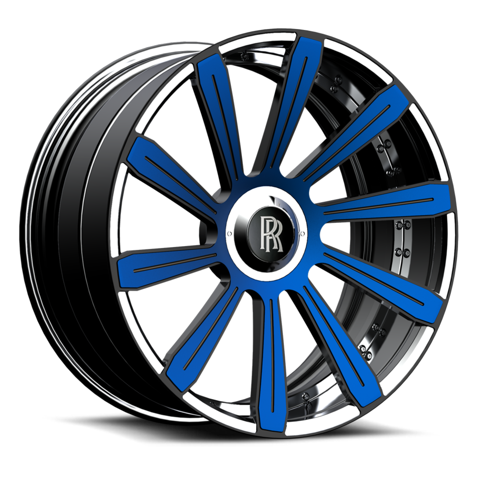 Savini SL3 Wheels in Custom Chrome with Blue Accents Finish