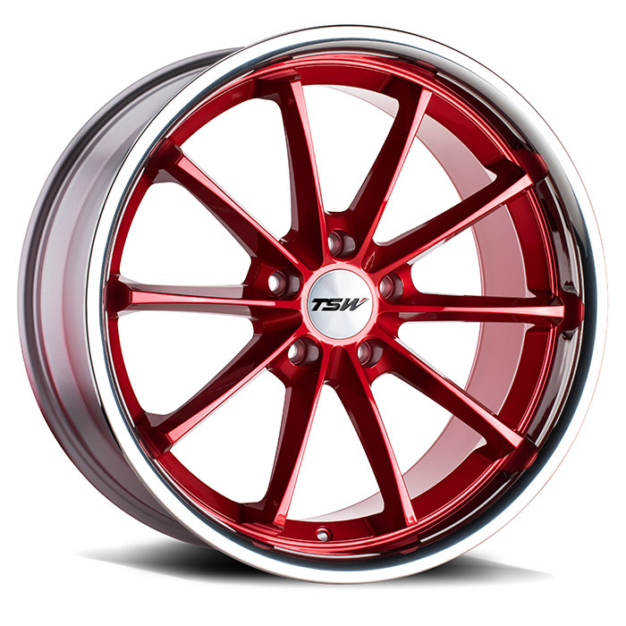 TSW Sweep Wheels Candy Red with Stainless Lip Finish