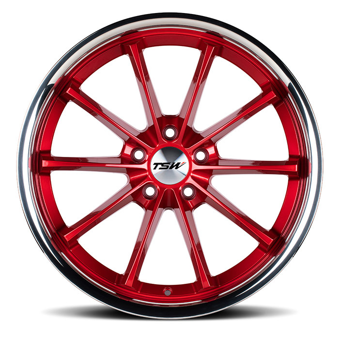 TSW Sweep Wheels Candy Red with Stainless Lip Finish