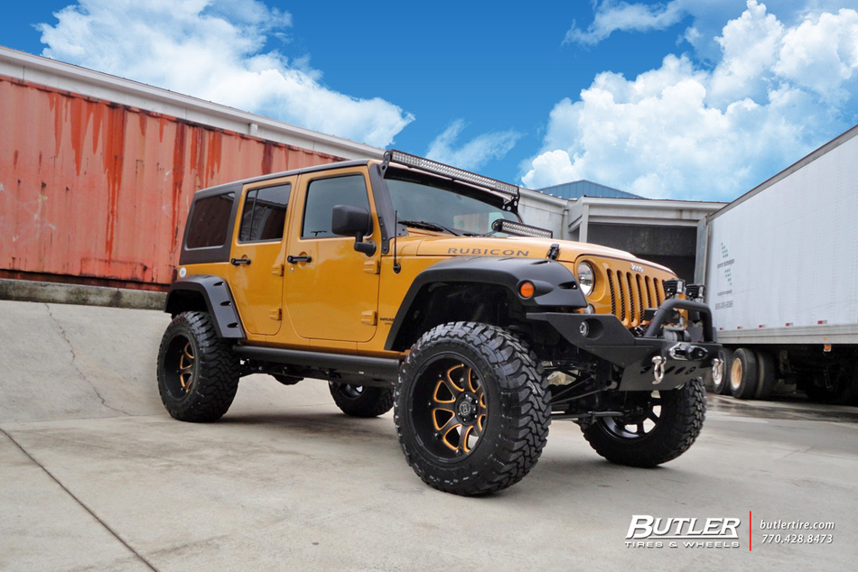 Custom Black and Orange Jeep Rubicon on Black Rhino Glamis Wheels -  Trending at Butler Tires and Wheels in Atlanta GA