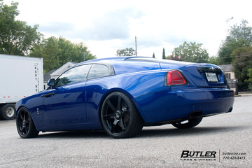 Lowered Rolls Royce Wraith on 22in AG Luxury PVT6 Wheels
