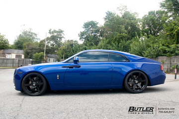 Lowered Rolls Royce Wraith on 22in AG Luxury PVT6 Wheels