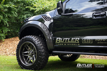 Lifted 2018 Ford Raptor with 22x12in Grid Off-Road GF2 Wheels and Toyo MT Tires