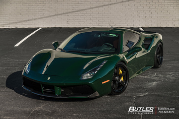 Lowered Verde Abetone Novitec Ferrari 488 GTB on HRE RS105 Wheels and Pirelli Tires  