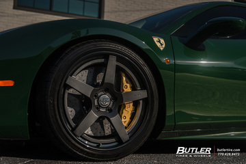 Lowered Verde Abetone Novitec Ferrari 488 GTB on HRE RS105 Wheels and Pirelli Tires  