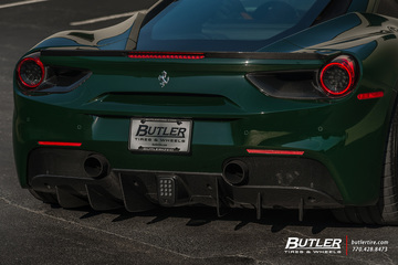 Lowered Verde Abetone Novitec Ferrari 488 GTB on HRE RS105 Wheels and Pirelli Tires  