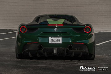 Lowered Verde Abetone Novitec Ferrari 488 GTB on HRE RS105 Wheels and Pirelli Tires  