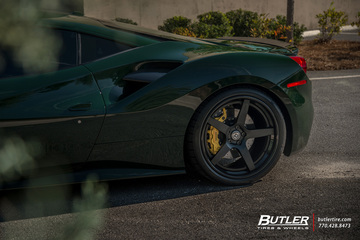 Lowered Verde Abetone Novitec Ferrari 488 GTB on HRE RS105 Wheels and Pirelli Tires  