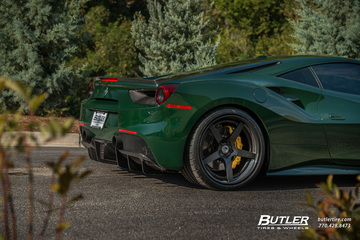 Lowered Verde Abetone Novitec Ferrari 488 GTB on HRE RS105 Wheels and Pirelli Tires  
