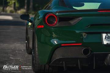 Lowered Verde Abetone Novitec Ferrari 488 GTB on HRE RS105 Wheels and Pirelli Tires  